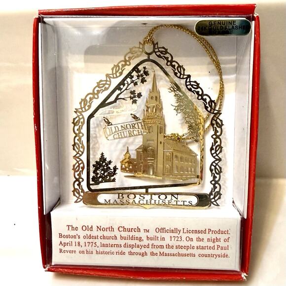 Nation's Treasures Other - Boston Massachusetts 24K Gold Flashed Brass Christmas Ornament Old North Church